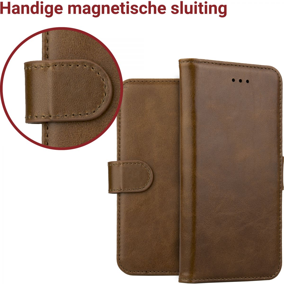 Rosso Deluxe Huawei P20 Lite Hoesje Echt Leer Book Case Bruin afbeelding 10