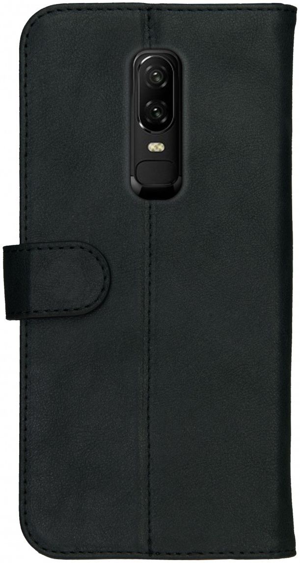 Rosso Deluxe OnePlus 6 Hoesje Echt Leer Book Case Zwart afbeelding 5