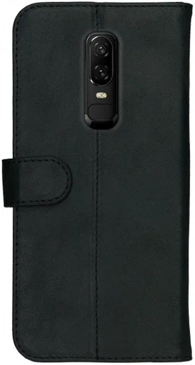 Rosso Deluxe OnePlus 6 Hoesje Echt Leer Book Case Zwart afbeelding 5