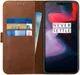 Rosso Deluxe OnePlus 6 Hoesje Echt Leer Book Case Bruin afbeelding 1