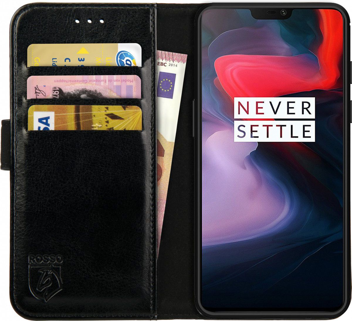 Rosso Element OnePlus 6 Hoesje Book Cover Zwart afbeelding 1