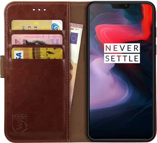 Rosso Element OnePlus 6 Hoesje Book Cover Bruin afbeelding 1