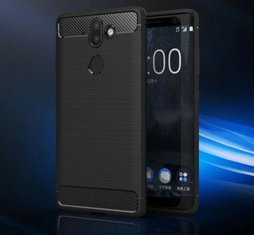 Nokia 8 Sirocco Geborsteld TPU Hoesje Zwart afbeelding 11