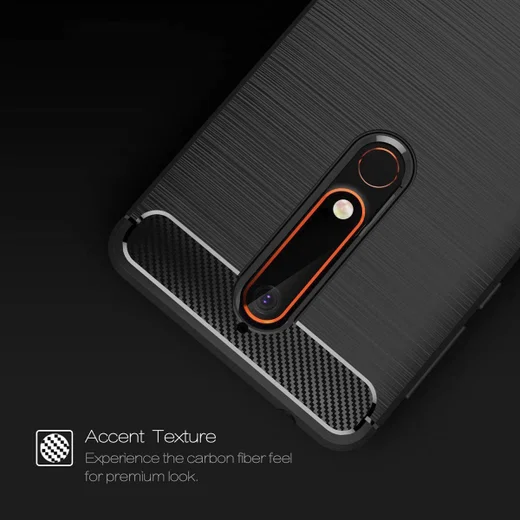 Nokia 6 (2018) Geborsteld TPU Hoesje Zwart afbeelding 5