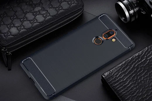 Nokia 7 Plus Geborsteld TPU Hoesje Blauw afbeelding 2