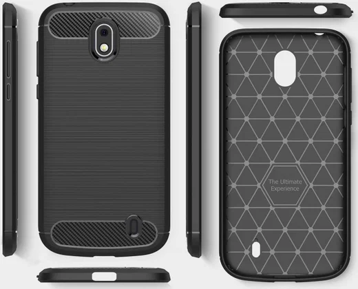 Nokia 1 Geborsteld TPU Hoesje Zwart afbeelding 8