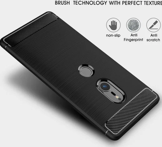 Sony Xperia XZ2 Geborsteld TPU Hoesje Zwart afbeelding 2