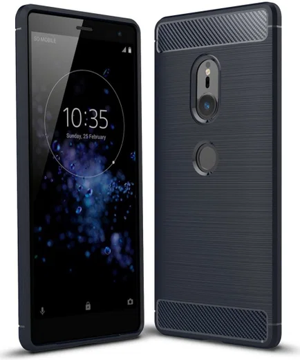 Sony Xperia XZ2 Geborsteld TPU Hoesje Blauw afbeelding 1