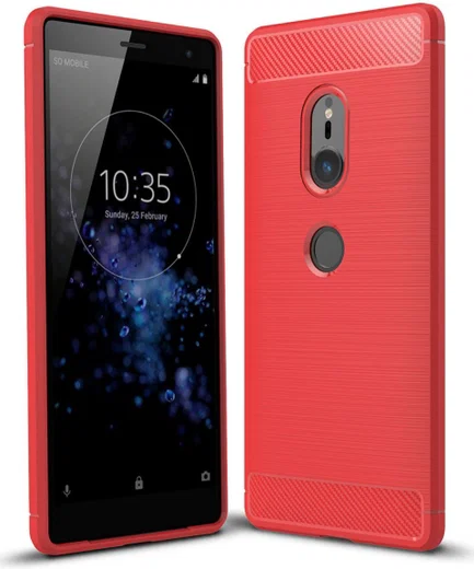 Sony Xperia XZ2 Geborsteld TPU Hoesje Rood afbeelding 1