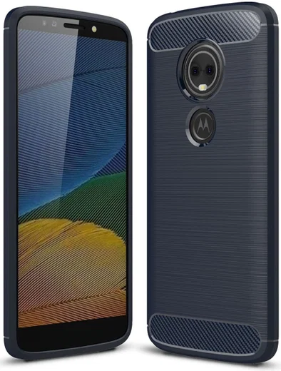 Motorola Moto E5 Geborsteld TPU Hoesje Blauw afbeelding 1
