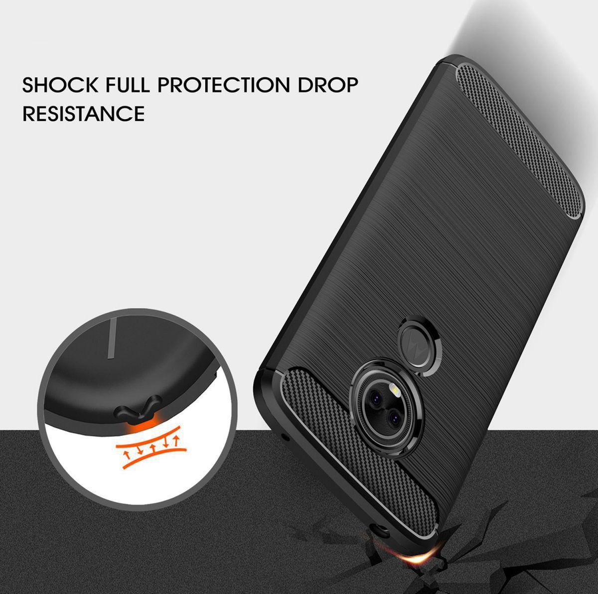 Motorola Moto E5 Geborsteld TPU Hoesje Rood afbeelding 4