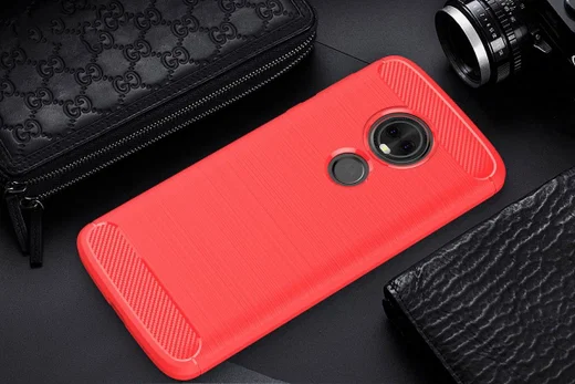 Motorola Moto E5 Geborsteld TPU Hoesje Rood afbeelding 2
