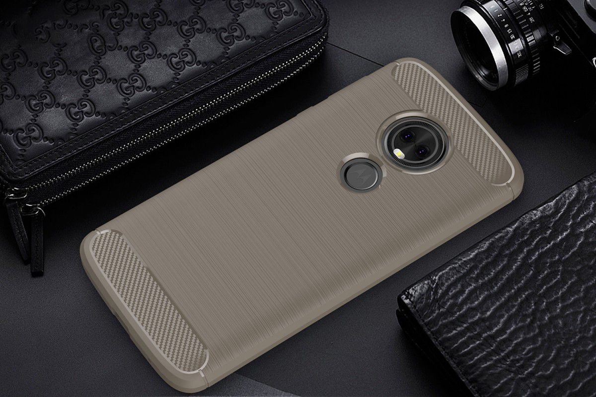 Motorola Moto E5 Geborsteld TPU Hoesje Grijs afbeelding 2