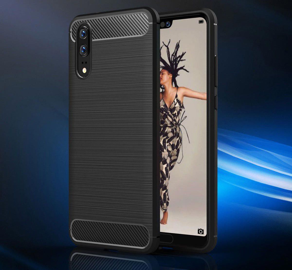 Huawei P20 Geborsteld TPU Hoesje Zwart afbeelding 8