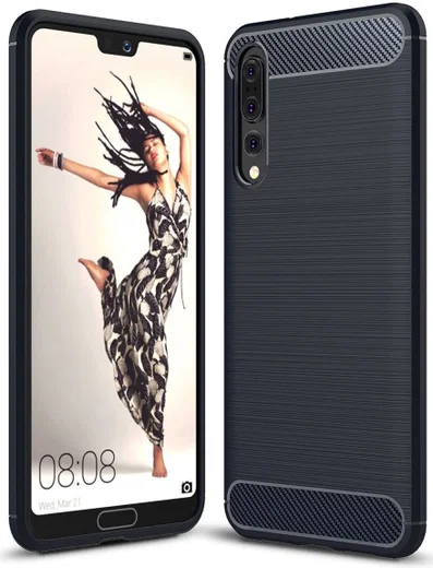 Huawei P20 Pro Geborsteld TPU Hoesje Blauw afbeelding 1