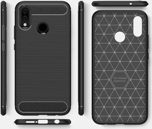 Huawei P20 Lite Geborsteld TPU Hoesje Zwart afbeelding 8