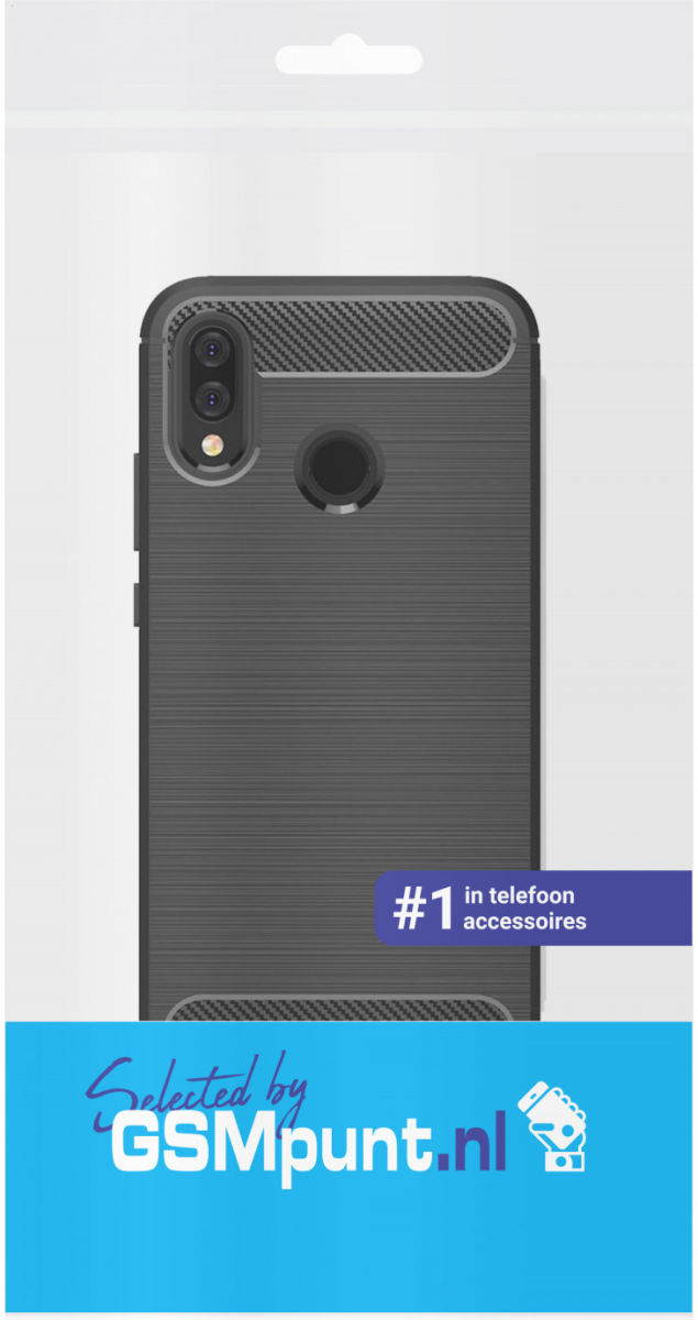Huawei P20 Lite Geborsteld TPU Hoesje Zwart afbeelding 2