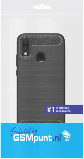 Huawei P20 Lite Geborsteld TPU Hoesje Zwart afbeelding 2