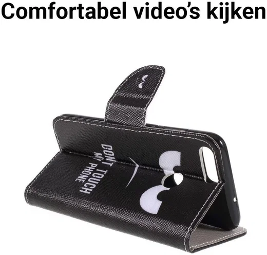 Huawei P Smart Portemonnee Hoesje met Don't Touch My Phone Print afbeelding 5