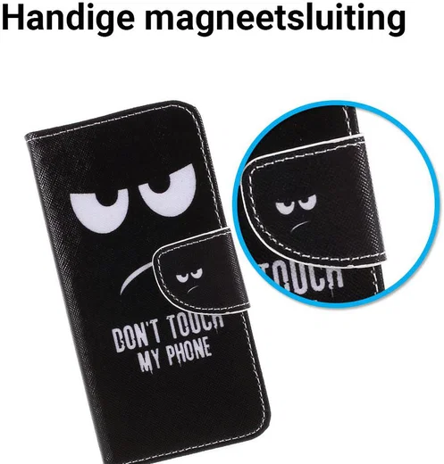 Huawei P Smart Portemonnee Hoesje met Don't Touch My Phone Print afbeelding 3