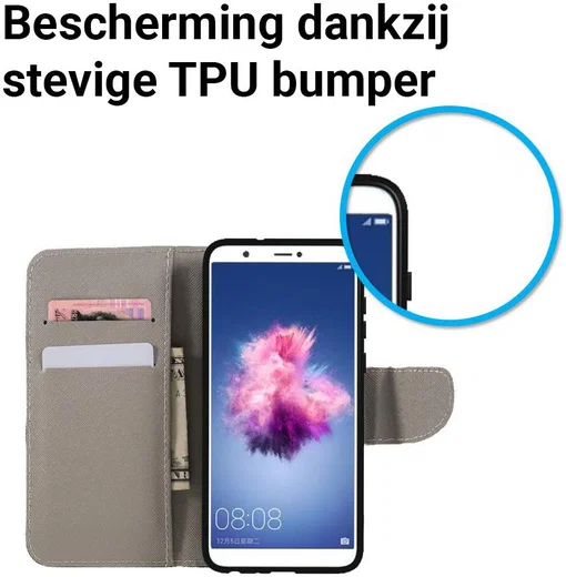 Huawei P Smart Portemonee Hoesje met Vlinders Print afbeelding 5