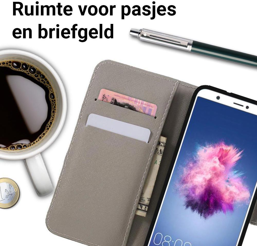 Huawei P Smart Portemonee Hoesje met Vlinders Print afbeelding 4