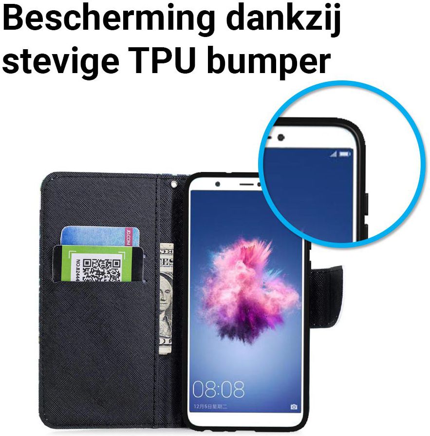 Huawei P Smart Portemonnee Hoesje met Poes Print afbeelding 6