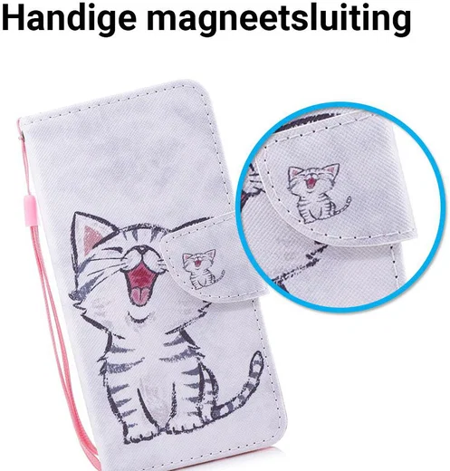 Huawei P Smart Portemonnee Hoesje met Kat Print afbeelding 2