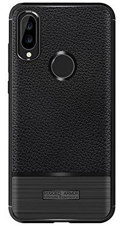 Huawei P20 Lite Rugged Armor Geborsteld TPU Hoesje Zwart afbeelding 1