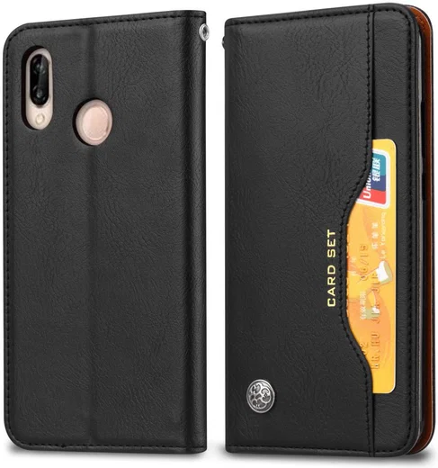 Huawei P20 Lite Luxe Portemonnee Hoesje Zwart afbeelding 3