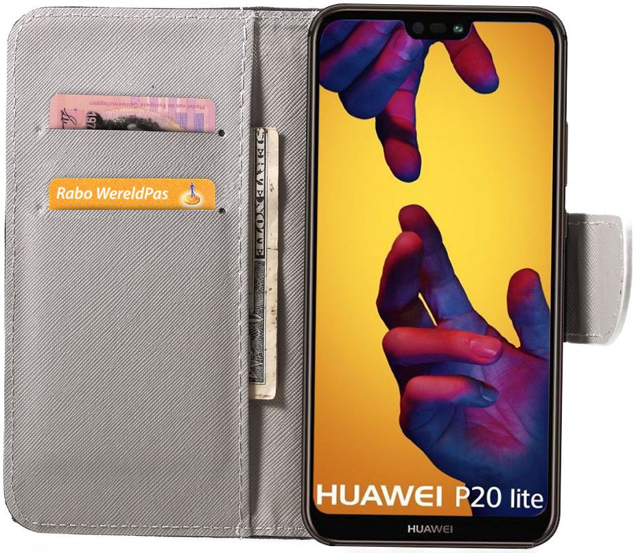 Huawei P20 Lite Portemonnee Hoesje met Print Teddy afbeelding 2