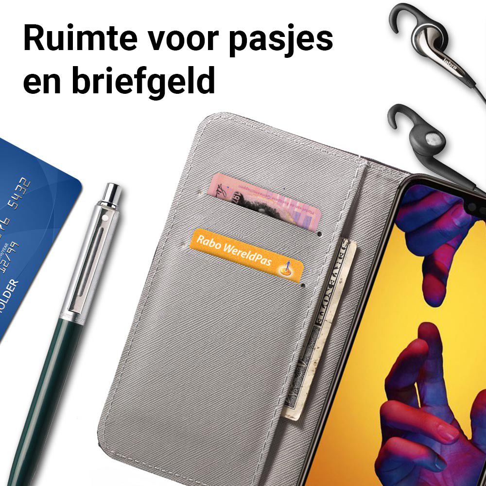 Huawei P20 Lite Portemonnee Hoesje met Print Teddy afbeelding 4