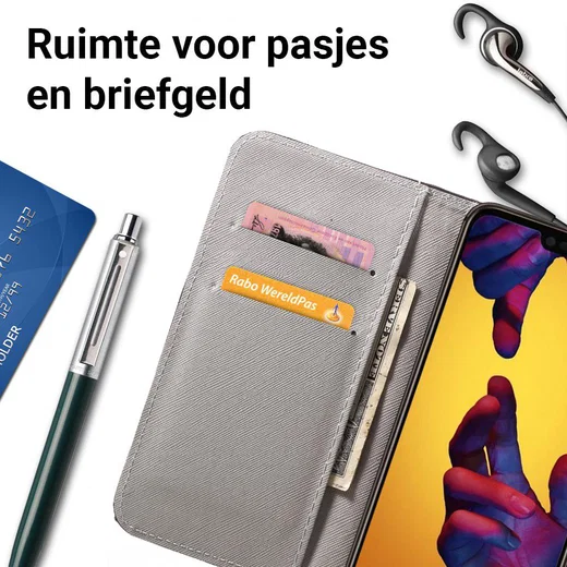 Huawei P20 Lite Portemonnee Hoesje met Print Teddy afbeelding 4