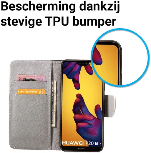 Huawei P20 Lite Portemonnee Hoesje met Print Teddy afbeelding 6