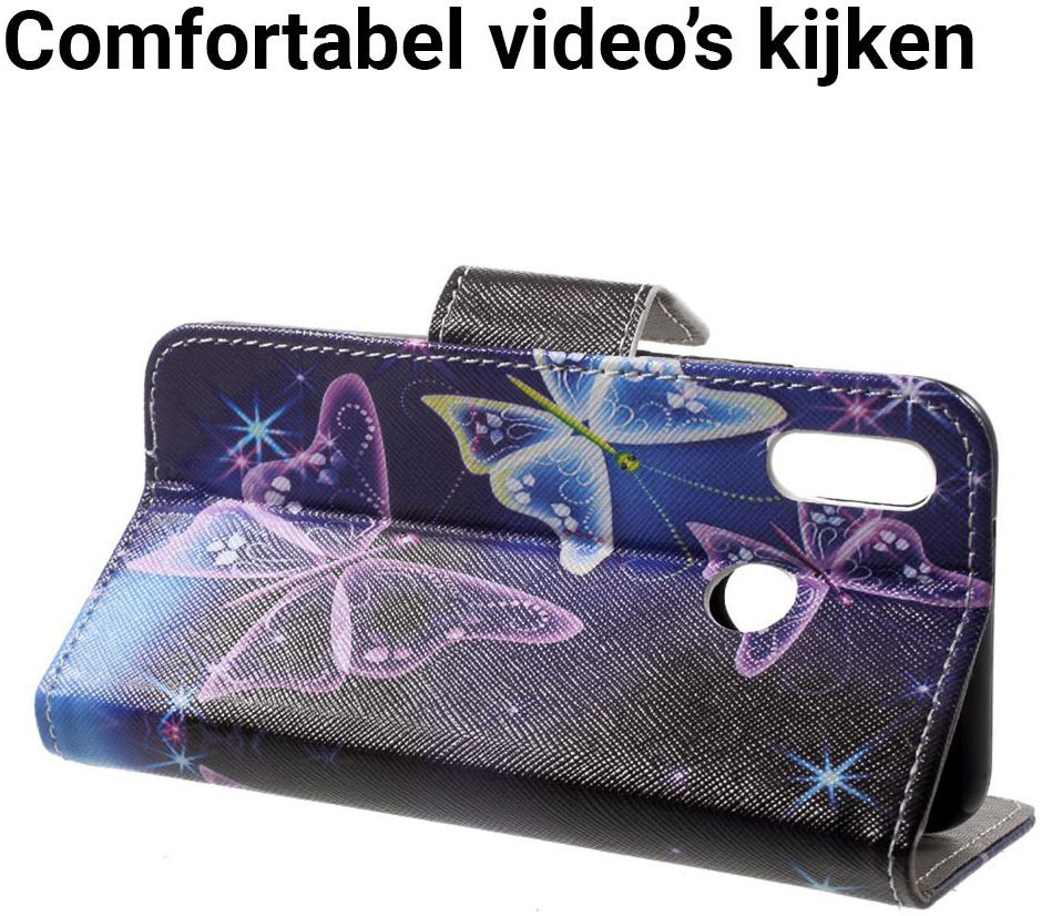Huawei P20 Lite Portemonnee Hoesje met Print Vlinders afbeelding 6