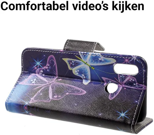 Huawei P20 Lite Portemonnee Hoesje met Print Vlinders afbeelding 6