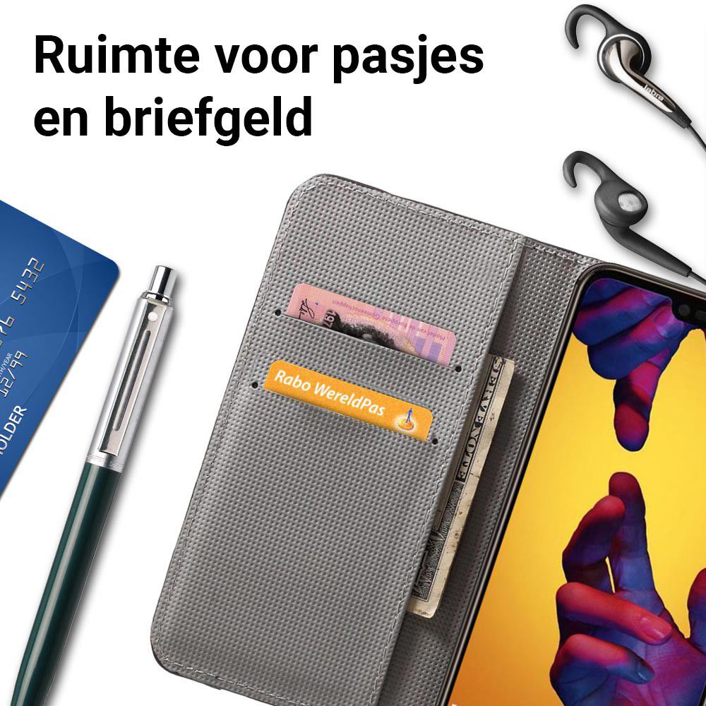 Huawei P20 Lite Portemonnee Hoesje met Print Blauwe Vlinder afbeelding 4