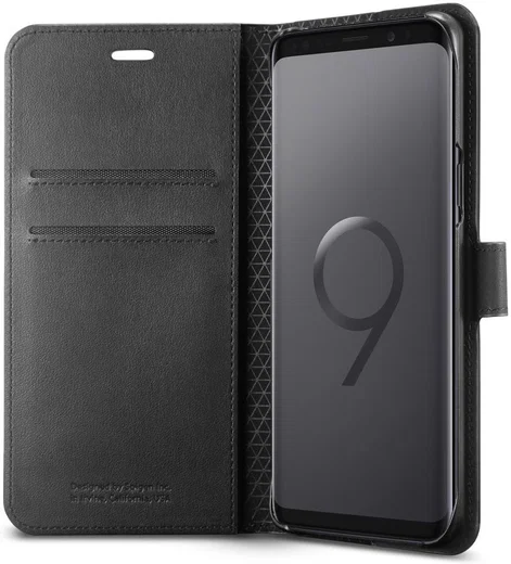 Spigen Wallet S Flip Hoesje Samsung Galaxy S9 Zwart afbeelding 1
