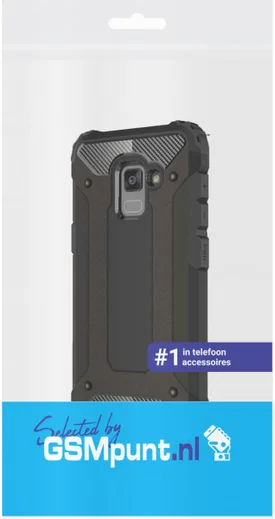 Samsung Galaxy A8 (2018) Robuust Hybride Hoesje Zwart afbeelding 2