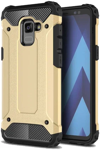 Samsung Galaxy A8 (2018) Hybride Hoesje Goud afbeelding 1