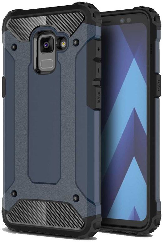 Samsung Galaxy A8 (2018) Hybride Hoesje Donker Blauw afbeelding 1