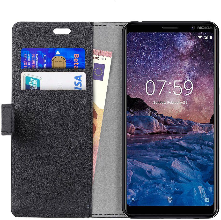 Nokia 7 Plus Portemonnee Hoesje Zwart afbeelding 1