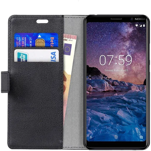 Nokia 7 Plus Portemonnee Hoesje Zwart afbeelding 1