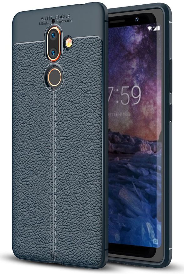 Nokia 7 Plus Rugged Armor Brushed TPU Hoesje Blauw afbeelding 1