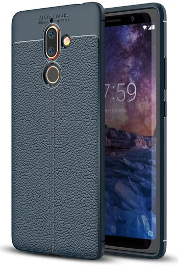 Nokia 7 Plus Rugged Armor Brushed TPU Hoesje Blauw afbeelding 1