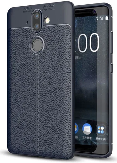 Nokia 8 Sirocco Rugged Armor Brushed TPU Hoesje Blauw afbeelding 1