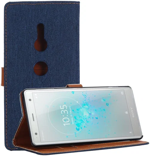 Sony Xperia XZ2 Denim Portemonnee Hoesje Blauw afbeelding 9