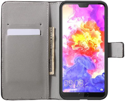 Huawei P20 Pro Portemonnee Hoesje Print Roze Vlinders afbeelding 2