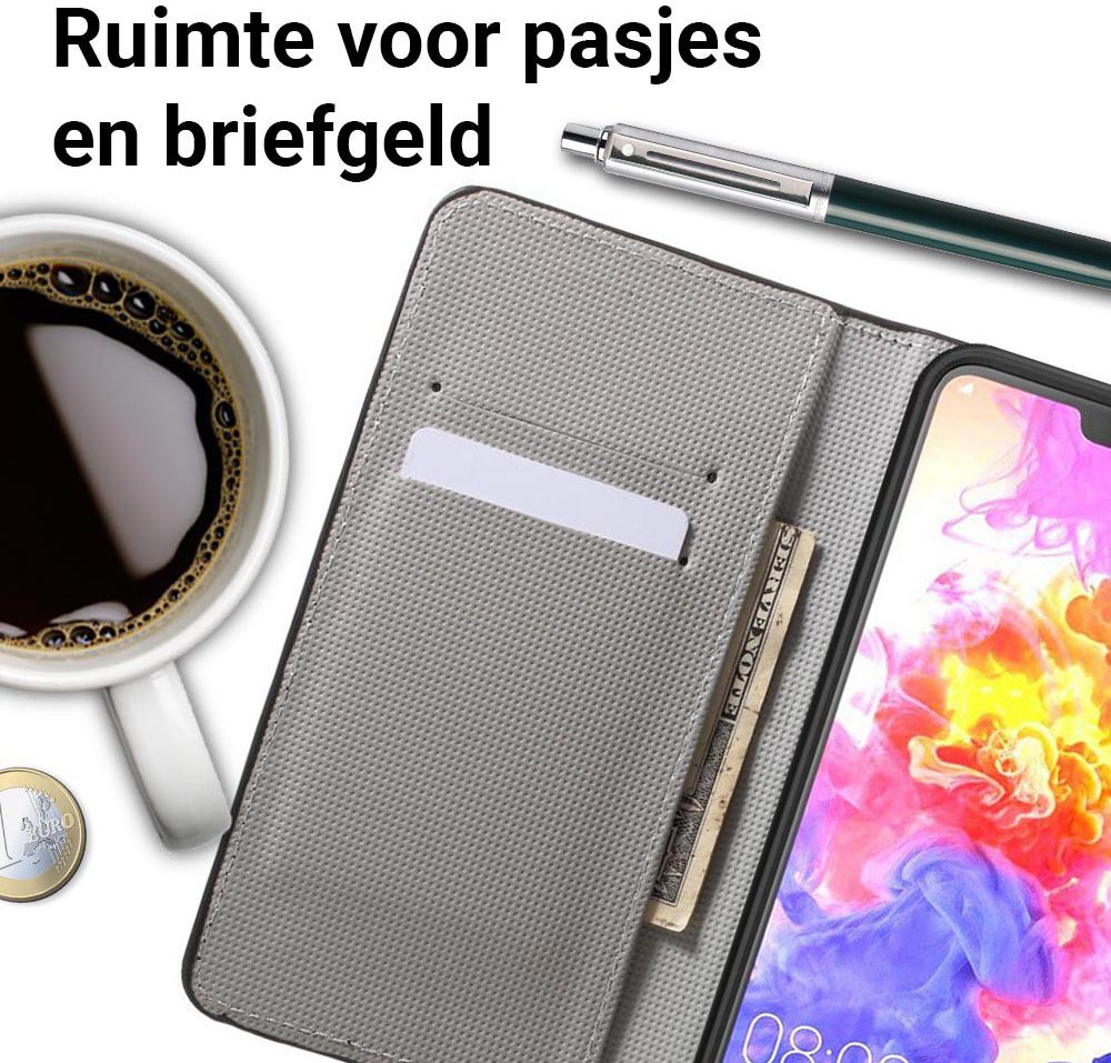 Huawei P20 Pro Portemonnee Hoesje Print Roze Vlinders afbeelding 3