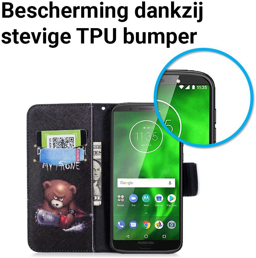 Motorola Moto G6 Portemonnee Hoesje met Teddy Print afbeelding 5